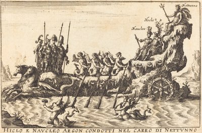 Hiclo a Naucleus Argon vedli v Neptunově voze od Balthasar Moncornet after Remigio Cantagallina