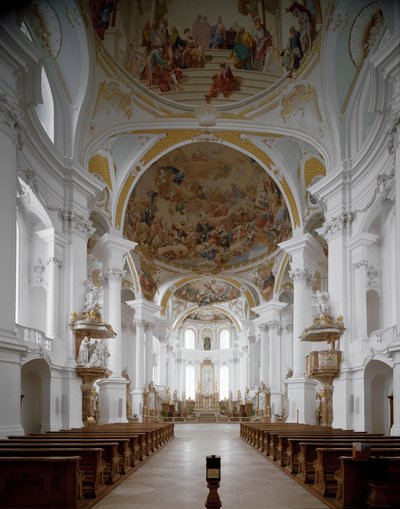 Vnitřní pohled na klášterní kostel od architekta Johanna Balthasara Neumanna (1687-1753) Neresheim, Německo od Balthasar Neumann