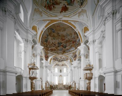 Vnitřní pohled na klášterní kostel od architekta Johanna Balthasara Neumanna (1687-1753) Neresheim, Německo od Balthasar Neumann