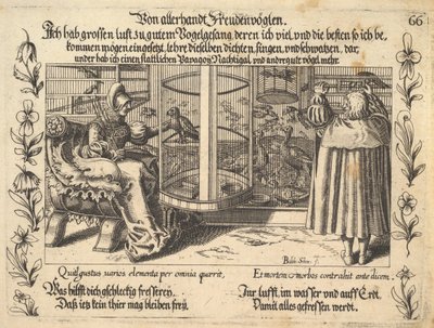 Ze všech druhů radostných ptáků, ilustrace od Petrarca, Glück und Unglück Spiegel, figur..., 1652. od Balthasar Schwan