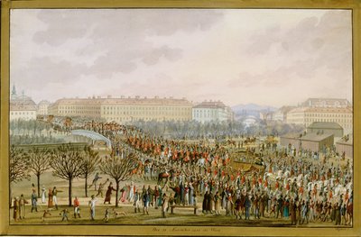 Císařovna Karolína Augusta, čtvrtá manželka císaře Františka I., vjíždí 10. listopadu do Vídně... (kvaš) od Balthasar Wigand