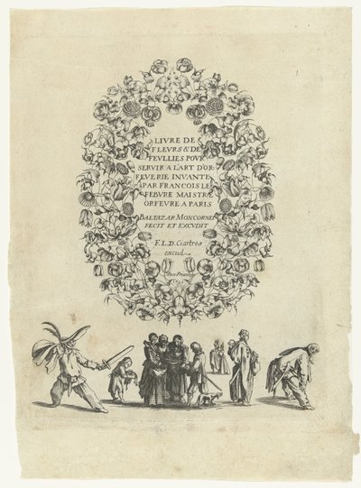 Titelblad: Book of Flowers & Follies slouží zlatnickému umění (...) Book of Flowers & Follies sloužit zlatnickému umění (...) (název série na předmětu) Book of Flowers & Follies sloužit zlatnickému umění (...) (název série) od Balthazar Moncornet