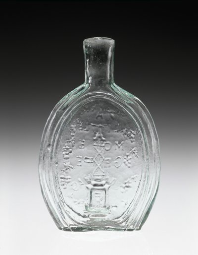 Figurovaná baňka, c. 1847 (bezolovnaté sklo) od Baltimore Glass Works
