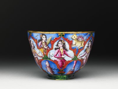 Mísa s víčkem, podšálek a lžíce s astrologickým zdobením, počátek 19. století od Baqir