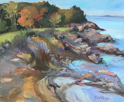 Pobřeží státu Maine, asi 1980-95 (olej na plátně) od Barbara Cleary