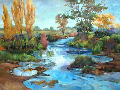 Marais De Cygnes, asi 1990-2005 (olej na plátně) od Barbara Cleary