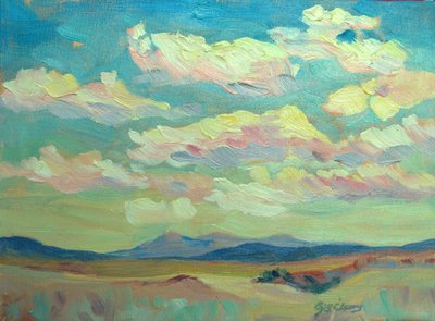 Rio Chama, asi 1980-95 (olej na plátně) od Barbara Cleary