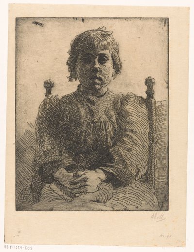 Portrét neznámé dívky od Barbara Elisabeth van Houten (signed by artist)