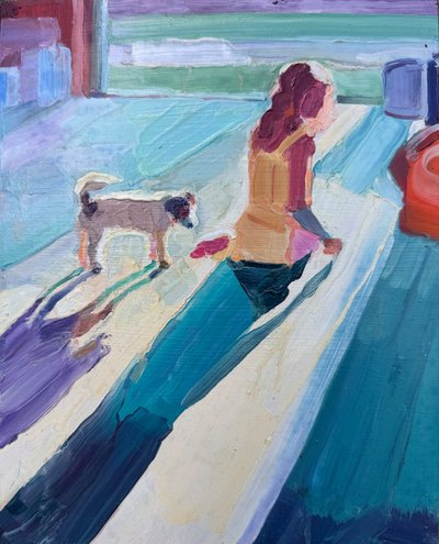 stín, 2023, olej na desce od Barbara Hoogeweegen