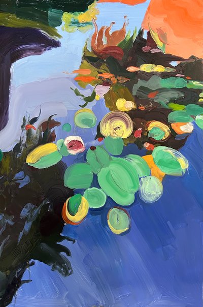 co se skrývá pod povrchem, 2024, olej na desce od Barbara Hoogeweegen