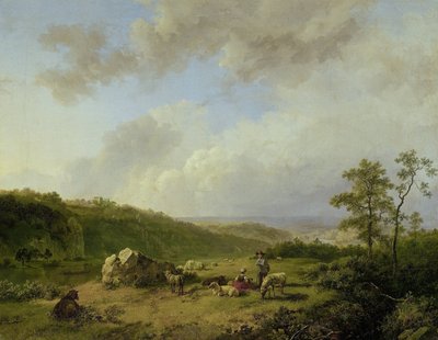 Krajina s bouřkou hrozící od Barend Cornelis Koekkoek