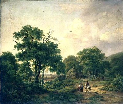 Zalesněná krajina s figurami (olej na plátně) od Barend Cornelis Koekkoek