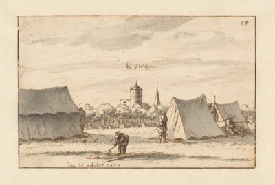 Tábořiště armády Willema III poblíž Sint-Truiden, Limburg od Barend Klotz (attributed to)
