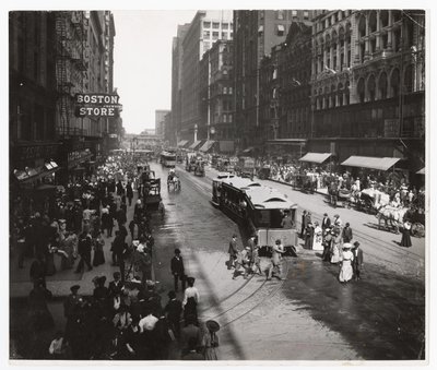 State Street, Chicago, Illinois, USA, cca 1905 (černobílá fotografie) od Barnes and Crosby