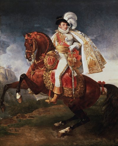 Jezdecký portrét Jeroma Bonaparta, vestfálského krále (olej na plátně od Baron Antoine Jean Gros