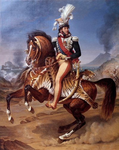 Jezdecký portrét Joachima Murata (1767-1815) krále Neapole do Neapole s pohledem na Vesuv (Vesuv) Obraz Antoine Jean Gros (1771-1835) 19. století Sun. 3,43x2,8 m - Jezdecký portrét Joachima Murata (1767-1815), krále Neapole v Neapoli od Baron Antoine Jean Gros