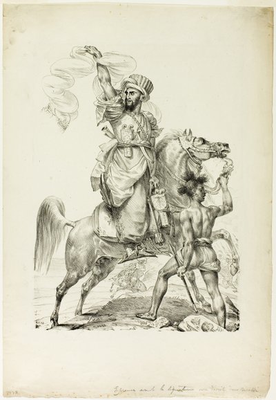 Velitel Mameluke na koni volá o pomoc od Baron Antoine Jean Gros