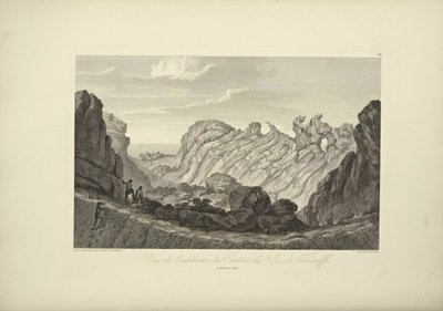 Pohled na vnitřek kráteru na vrcholu Tenerife, nakreslený Gmelinem, ilustrace z "Vues des Cordillères et Monumens des Peuples Indigènes de l"Amérique" od Alexandra von Humboldta a Aime Bonpland, 1813 od Baron Friedrich Alexander von Humboldt