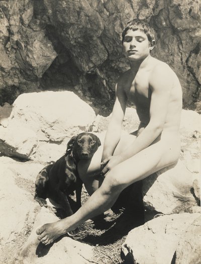 [Nahý chlapec a pes] od Baron Wilhelm von Gloeden