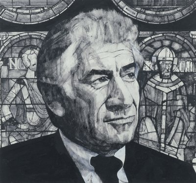 Portrét Leonarda Bernsteina, ilustrace pro The Sunday Times, 70. léta (kvaš na palubě) od Barry Fantoni