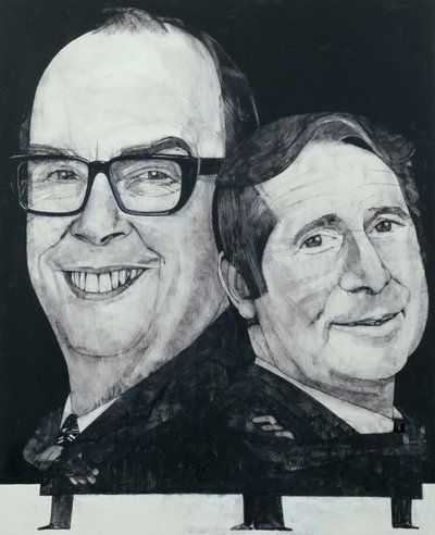 Portrét Morecambe a Wise, ilustrace pro The Listener, 70. léta (kvaš na palubě) od Barry Fantoni