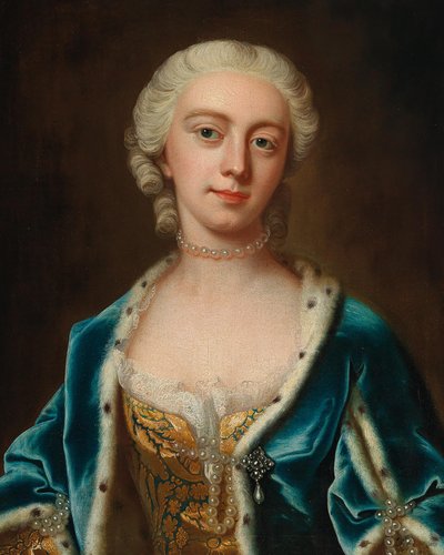 Portrét Augusty Saxe-Gotha 1719-1772, princezny z Walesu, polovina 18. stol. od Barthelemy Du Pan