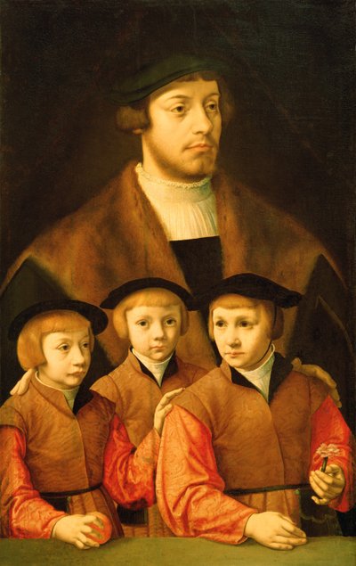 Portrét muže a jeho tří synů, konec 30. let 16. století – začátek 40. let 16. století od Bartholomaeus Bruyn
