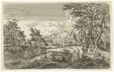 Krajina s mužem a chlapcem od Bartholomäus Ignaz Weiss (attributed to)