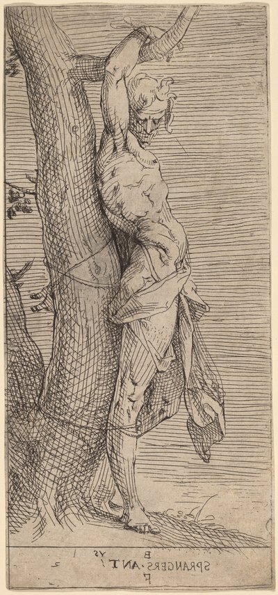 Svatý Šebestián, přivázaný ke stromu od Bartholomaeus Spranger