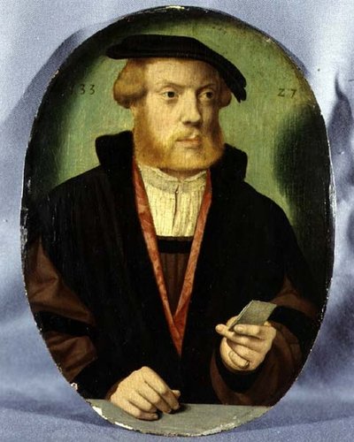 Portrét mladého muže v pláštěnce s kožešinou od Bartholomaeus the Elder Bruyn
