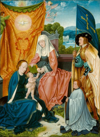Panna s dítětem se svatou Annou, svatým Gereonem a dárcem, asi 1520 (olej na desce) od Bartholomaeus the Elder Bruyn