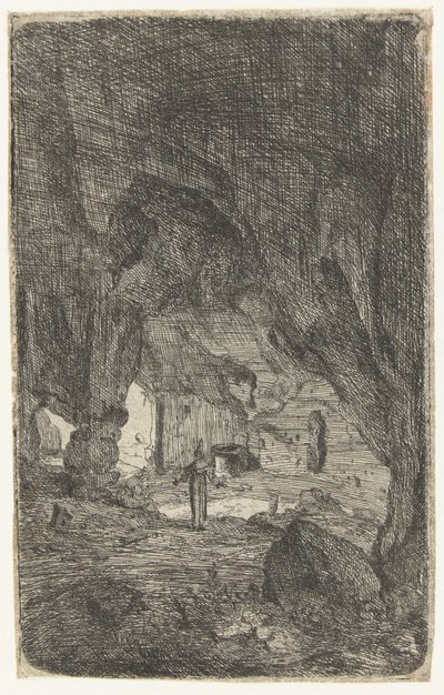 Interiér jeskyně Jeskyně ve Valmontane. Římské ruiny (název série) Verscheyden vstoupil do zchátralé budovy Soo jako koupený Romen (název série) od Bartholomeus Breenbergh
