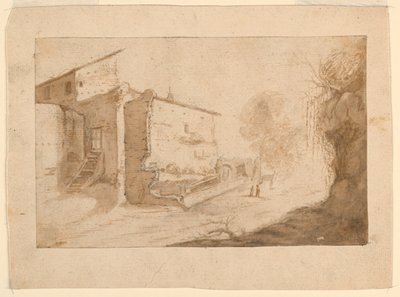 Italská vesnice od Bartholomeus Breenbergh