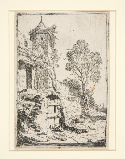 Dům poblíž šestihranné věže od Bartholomeus Breenbergh