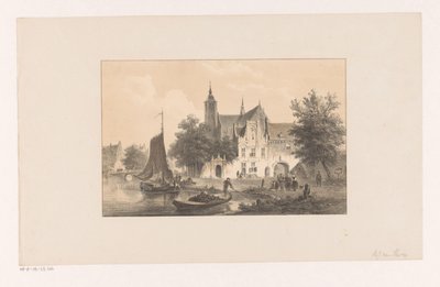 Panoráma města s řekou a kostelem od Bartholomeus Johannes van Hove