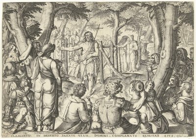 Jan Křtitel káže skupině lidí od Bartholomeus Willemsz. Dolendo