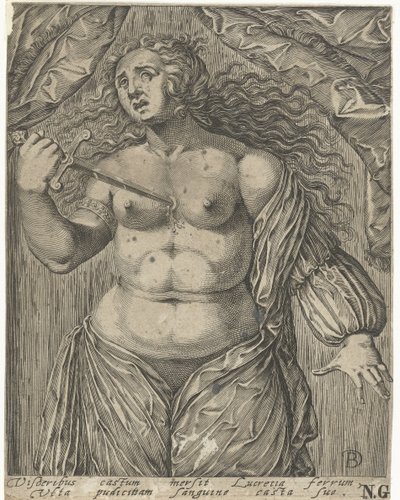 Lukréciina sebevražda od Bartholomeus Willemsz. Dolendo