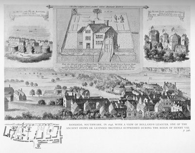 Bankside, Southwark, Londýn, v roce 1648, 1818 1904 od Bartholomew Howlett