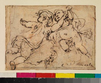 Dva putti na oblacích, 1675-79 od Bartolomé Esteban Murillo