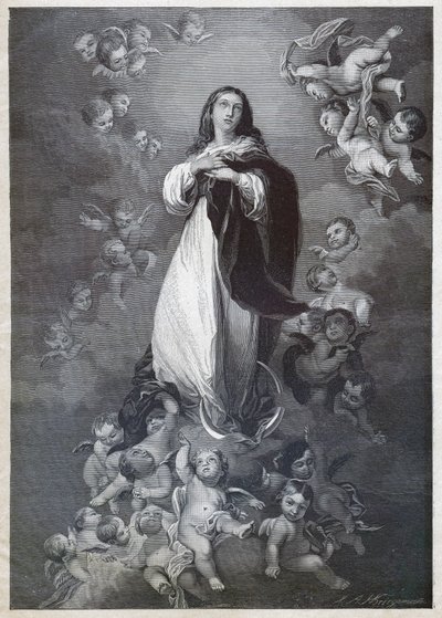Neposkvrněné početí. (rytina, cca 1900) od Bartolome Esteban (after) Murillo