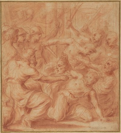 David bietet König Saul den Kopf Goliaths an od Bartolomeo Biscaino