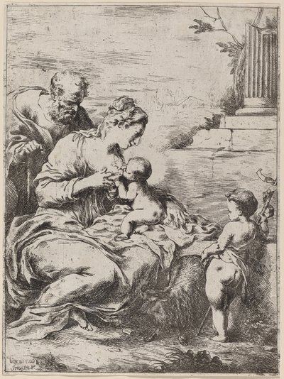 Svatá rodina se svatým Janem od Bartolomeo Biscaino
