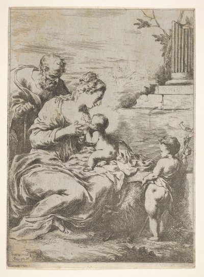 Svatá rodina s dítětem sv. Jana Křtitele vpravo, 1650-57. od Bartolomeo Biscaino