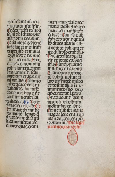 Missale: Fol. 122: obsahuje hudbu pro Hely Hely Lama atd. v rámci St. Mattion Passion, 1469. od Bartolomeo Caporali