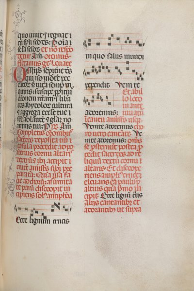 Missale: Fol. 148: Hudba pro Hle dřevo kříže..., 1469 od Bartolomeo Caporali