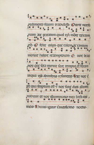 Missale: Fol. 155v: Hudba pro Exultet, 1469 od Bartolomeo Caporali