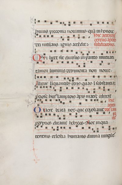 Missale: Fol. 156v: Hudba pro Exultet, 1469 od Bartolomeo Caporali