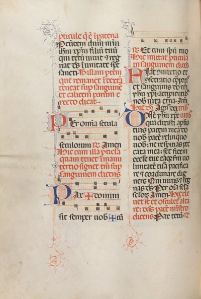 Missale: Fol. 190v: Hudba pro různé modlitby, 1469. od Bartolomeo Caporali