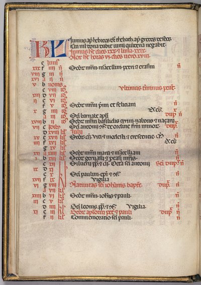 Missale: Fol. 5v: Stránka kalendáře června, 1469. od Bartolomeo Caporali