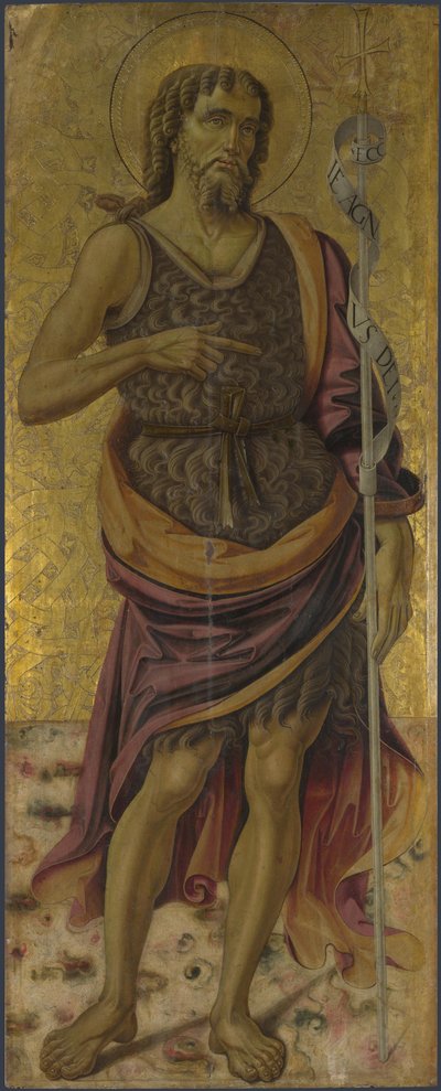 Svatý Jan Křtitel z oltářního obrazu: Panna a dítě se svatými, cca 1475 od Bartolomeo Caporali
